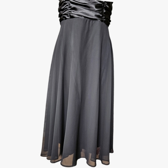 Connected Apparel strapless black chiffon midi dress ties around neck Size 12 - Picture 5 of 16